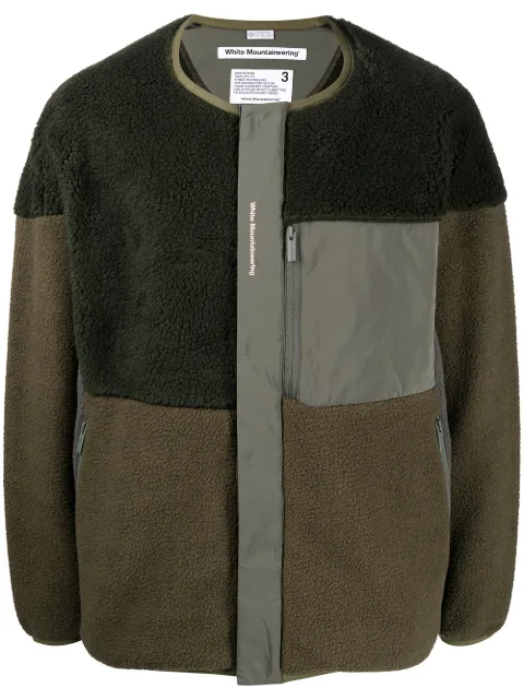 White Mountaineering patchwork collarless jacket Green WM2173512