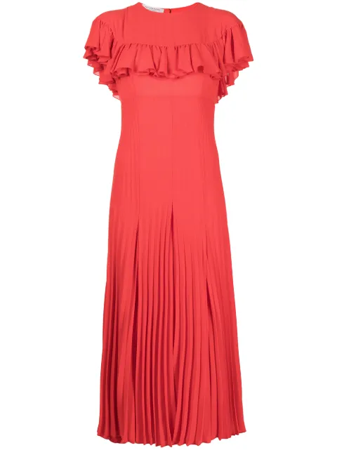 Philosophy Di Lorenzo Serafini pleated-hem ruffle-trim dress Red A04480728