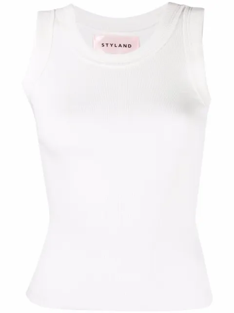 STYLAND organic cotton-blend vest top White T018C204