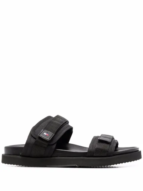 Tommy Hilfiger logo-plaque touch-strap sandals Black FM0FM04118
