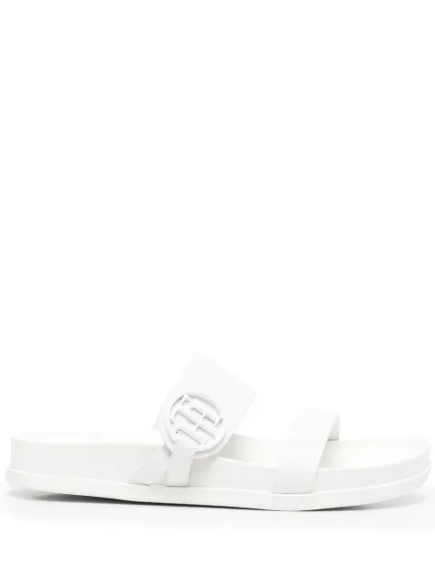 Tommy Hilfiger logo-plaque moulded slides White FW0FW06481