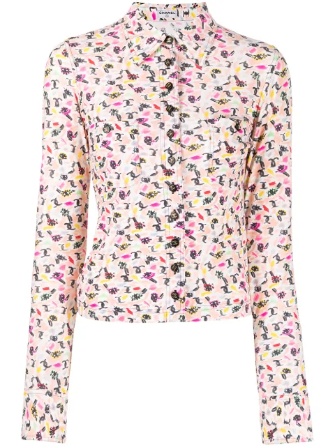 CHANEL Pre-Owned 1990s eye logo print shirt Pink 02845B