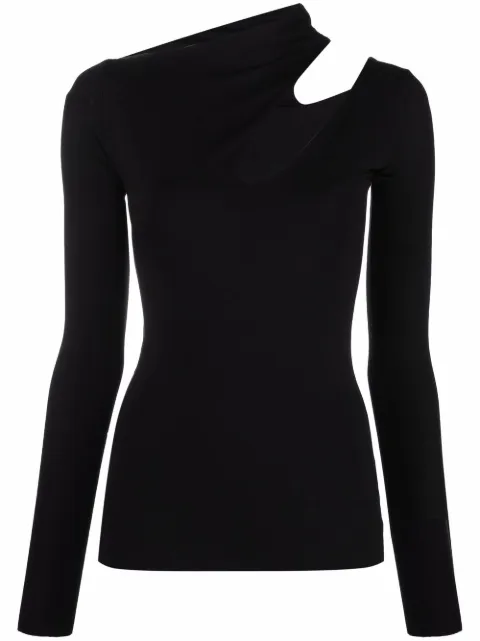 MANURÍ Bambina cut-out detail blouse Black MRTEW8002