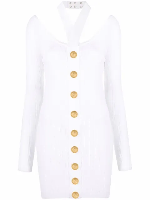 Balmain backless knitted dress White XF0R8525KB07
