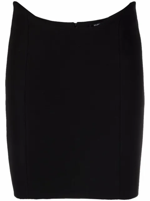 Balmain curved waist fitted skirt Black XF0LB394WB05