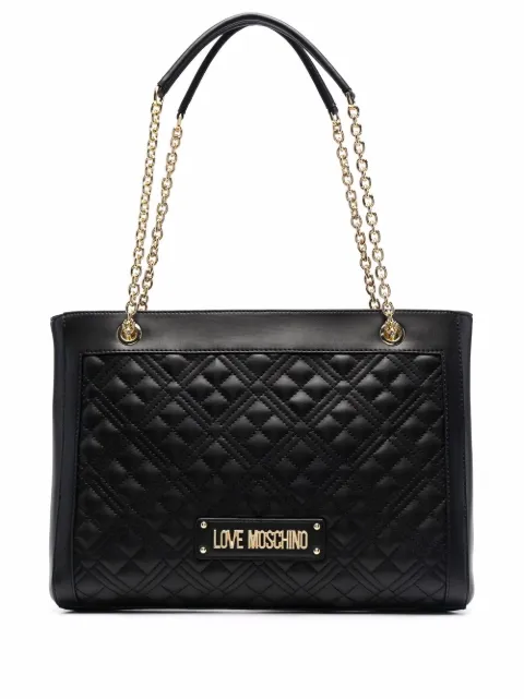 Love Moschino logo-lettering quilted tote bag Black JC4006PP1ELA0