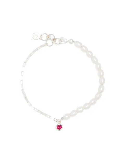 DOWER AND HALL luna pearl garnet-drop bracelet Silver LUB46SGAR