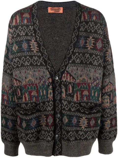 Missoni Pre-Owned 1980s intarsia knit V-neck cardigan Brown MISS350XY