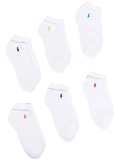 Polo Ralph Lauren embroidered logo-print socks set of 6 White 449799739002