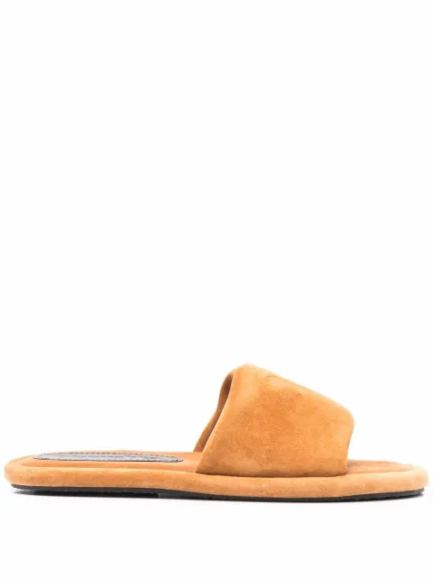 Nanushka logo-embossed leather sandals Yellow NW22SSSO04514