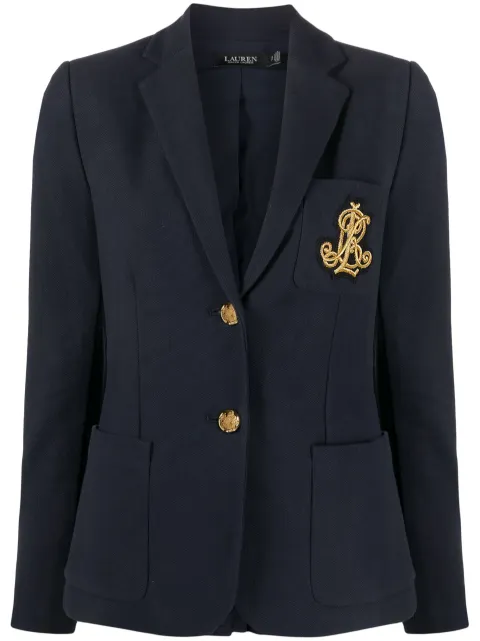 Lauren Ralph Lauren embroidered-logo single-breasted blazer Blue 200797305005
