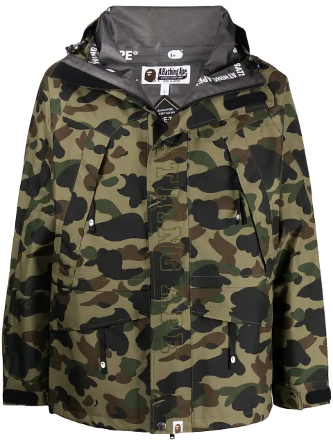 A BATHING APE® camouflage-print zip-up jacket Green 001HJH701001M