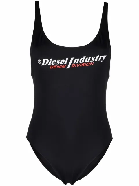 Diesel logo-print open-back one-piece Black A041170GDAT