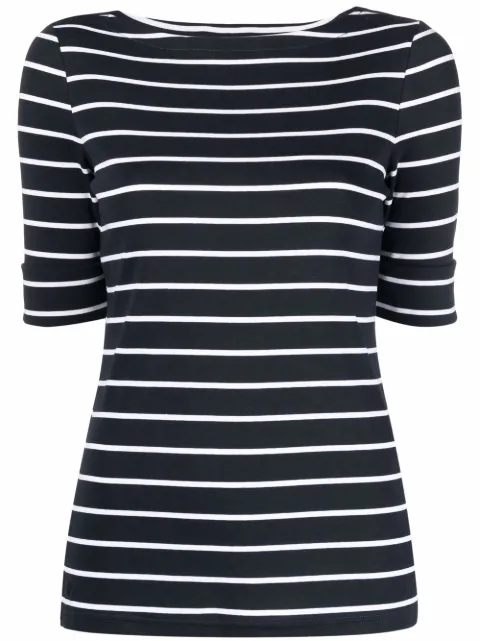 Lauren Ralph Lauren horizontal-stripe short-sleeve top Blue 200701085