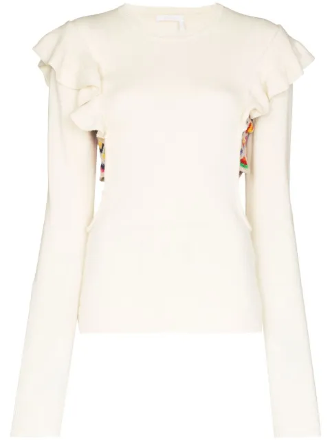 Chloé ruffled cut-out jumper White CHC22UMP206309CB