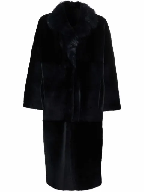 Liska single-breasted shearling coat Blue PADOVA