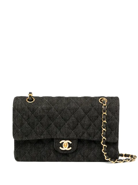 CHANEL Pre-Owned 1998 medium Double Flap denim shoulder bag Black 5652000