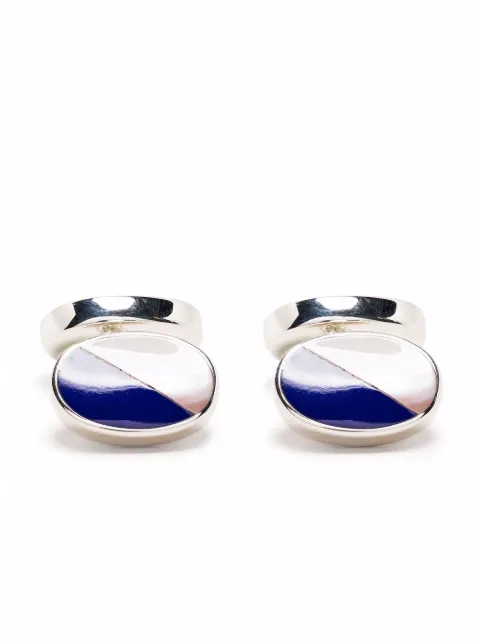 Aspinal Of London oval bicolour cufflinks Blue 047160615470000