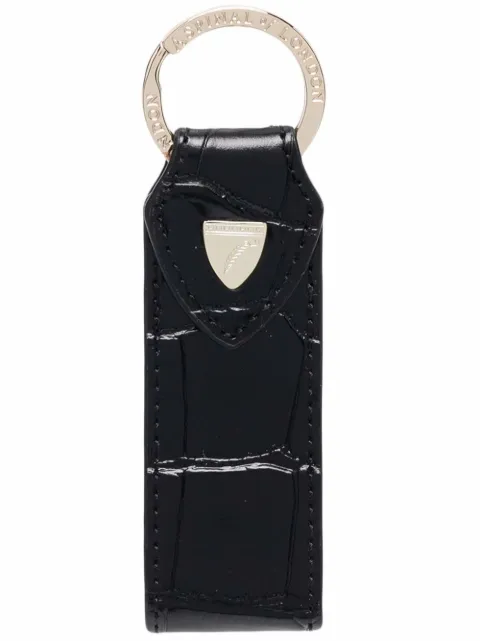 Aspinal Of London crocodile-effect loop keyring Black 024244800150000