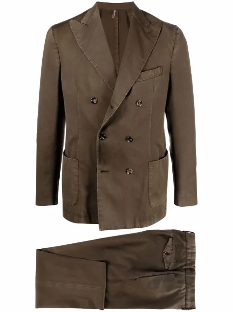 Dell'oglio double-breasted wool suit Green VL723019FL2670