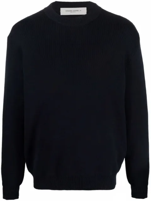 Golden Goose ribbed-knit round-neck sweater Blue GMP00841P000662