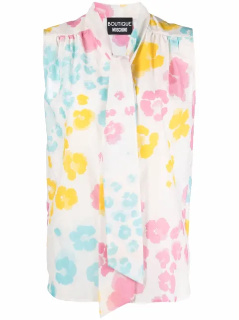 Boutique Moschino floral-print sleeveless blouse White A02040845