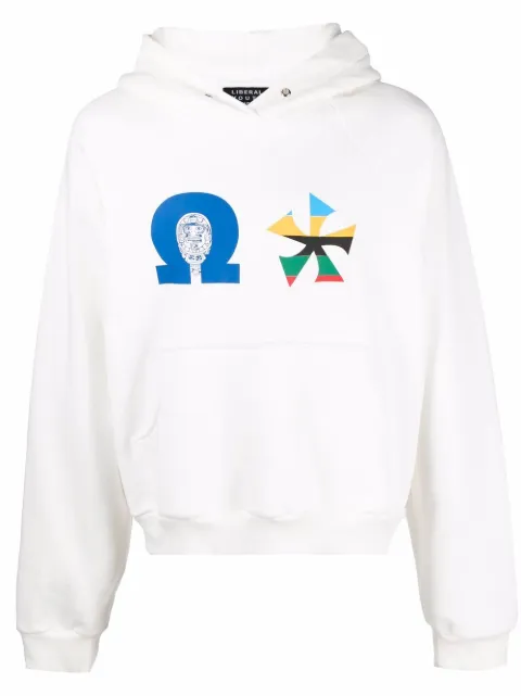 Liberal Youth Ministry Aztec long-sleeved hoodie White HO02AZ