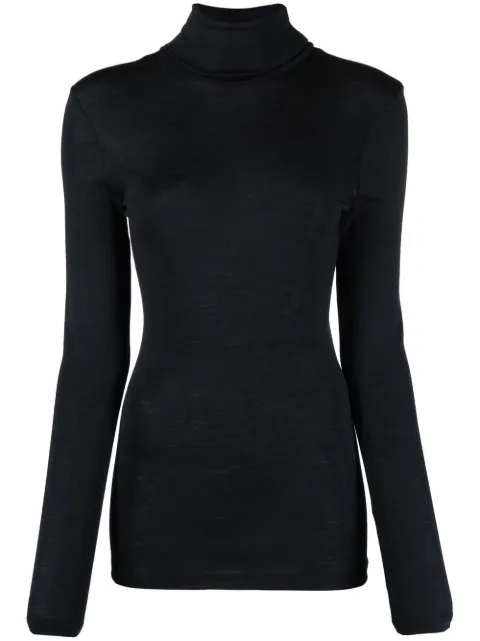 Hanro fine-knit polo-neck jumper Black 071423