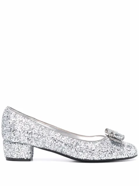 Ferragamo glitter-detail pumps Silver 750513