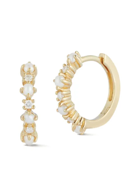 Mateo 14kt yellow gold The little Things pearl diamond hoop earrings Gold 811266029656