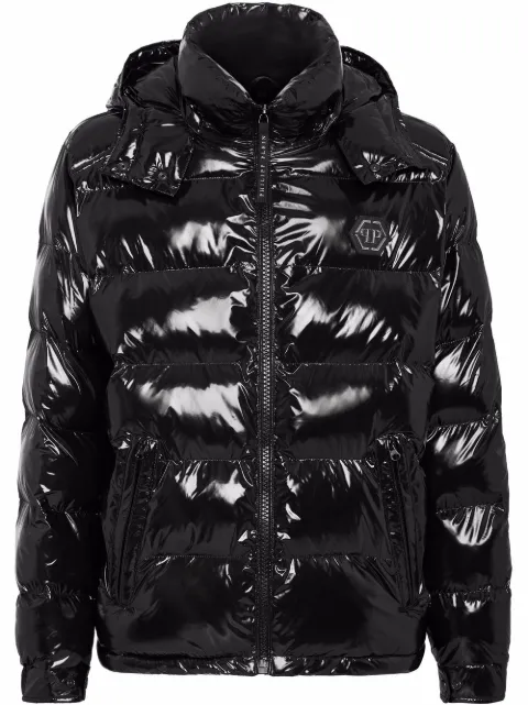 Philipp Plein high-shine padded jacket Black LABCMRB1944PNY002N