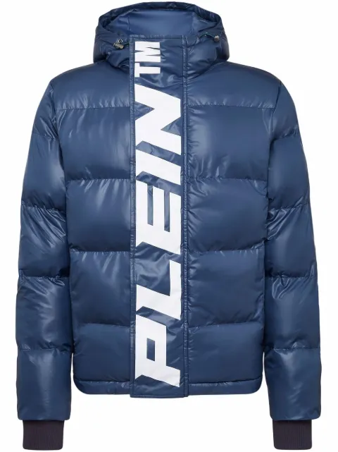 Philipp Plein padded long-sleeve logo jacket Blue FAACMRB1942PNY002N