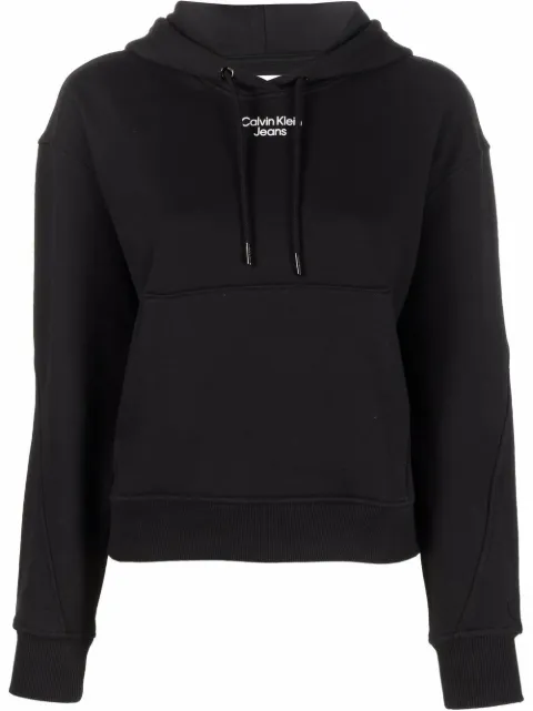 Calvin Klein Jeans logo-print cotton hoodie Black J20J218048