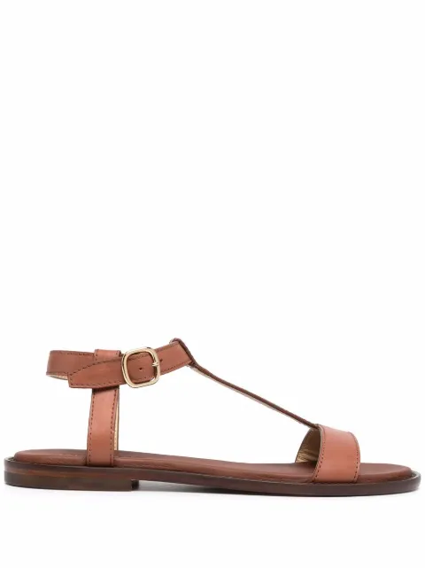 Doucal's T-bar leather sandals Brown DD8553BETTUF073