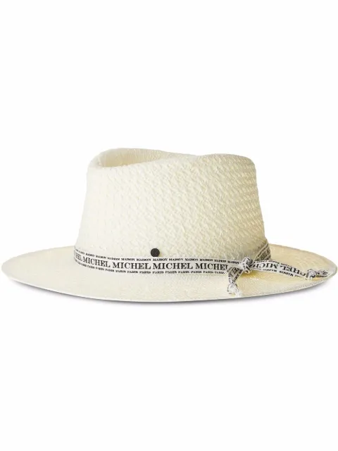 Maison Michel André woven logo-trim hat White 1003118001