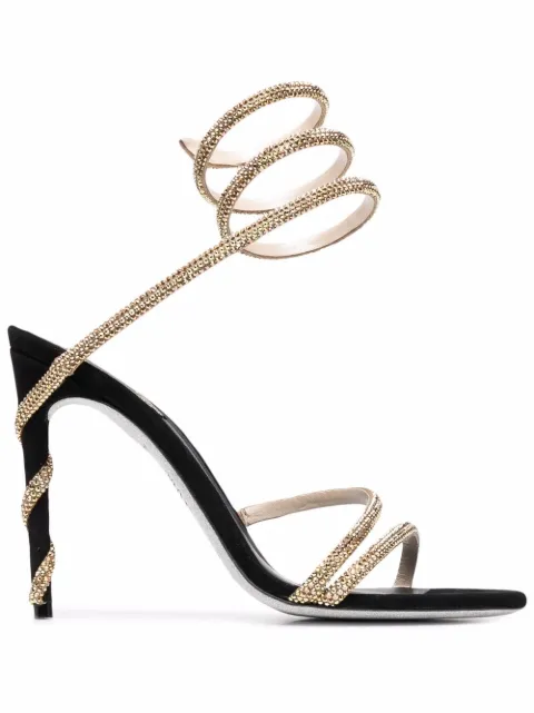 René Caovilla Margot 105mm jewelled snake sandals Black C11339105R001V184