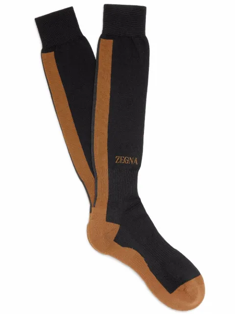 Zegna intarsia-logo Techmerino™ wool socks Black N5V10515