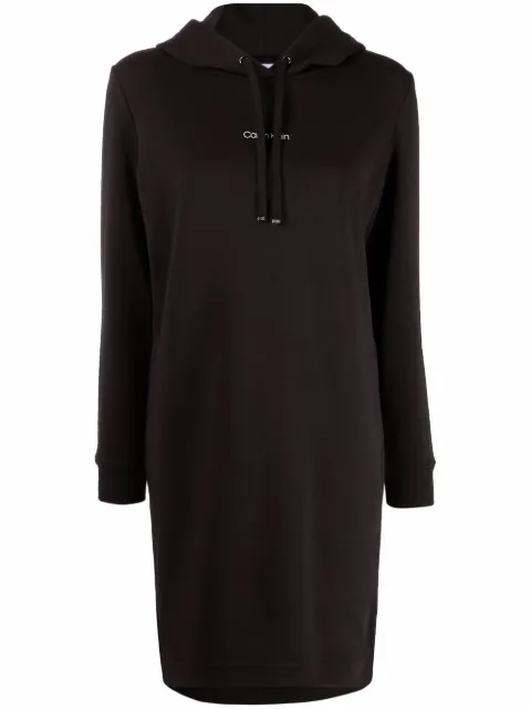 Calvin Klein logo-print hoodie short dress Black K20K203574
