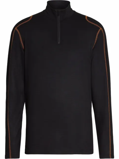 Zegna contrast-stitching wool long-sleeved top Black N6MRO140