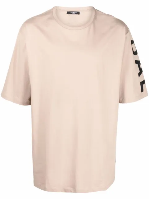 Balmain logo-print sleeve T-shirt Neutrals XH1EH015BB15