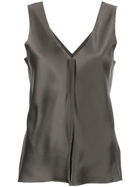 VOZ silk raw-edge tank top Grey VT30Slate