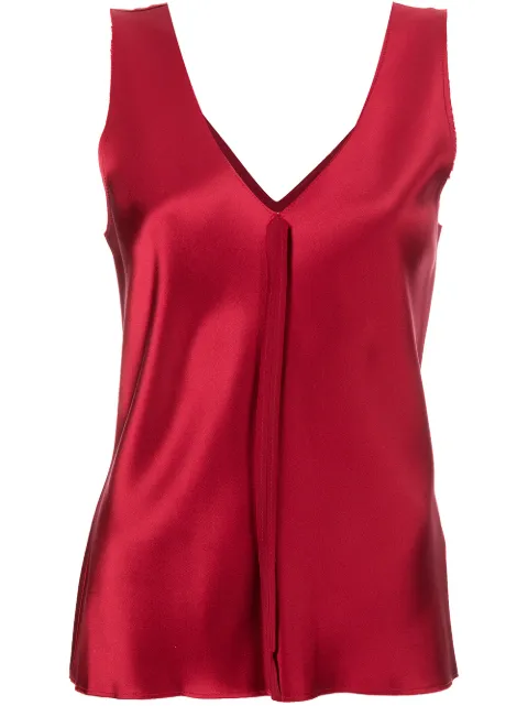 VOZ silk raw-edge tank top Red VT30Red