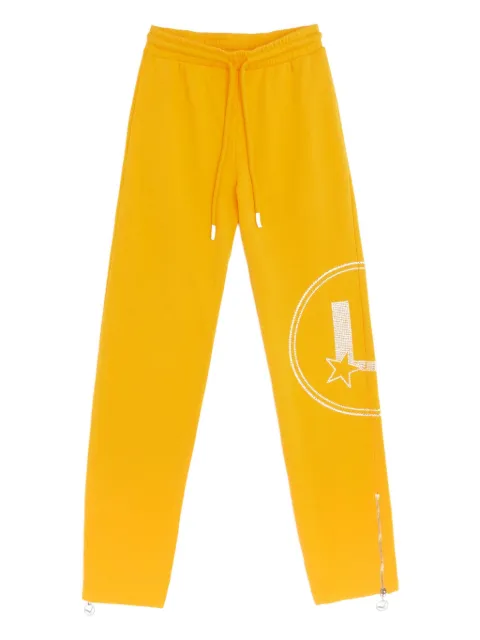 Lourdes rhinestone zip track pants Yellow LOF1XT08BPJE177