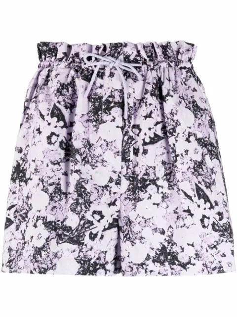 REMAIN paperbag waist abstract pattern shorts Purple RM858