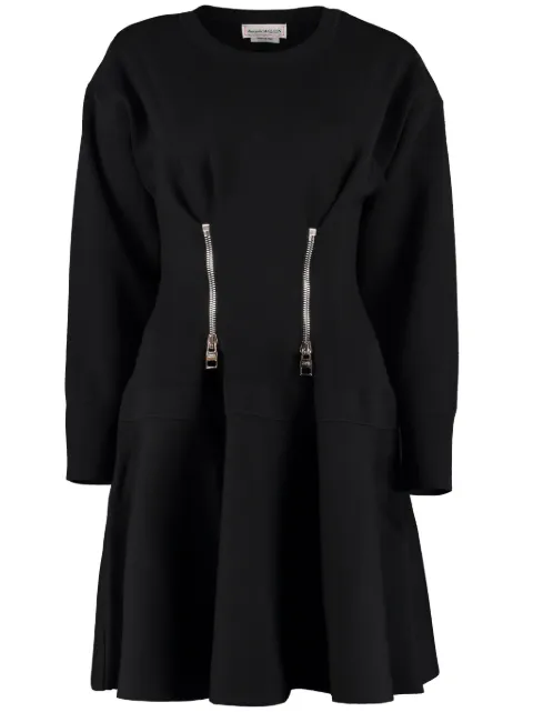 Alexander McQueen zip-detail flared dress Black 689435Q1AZ5