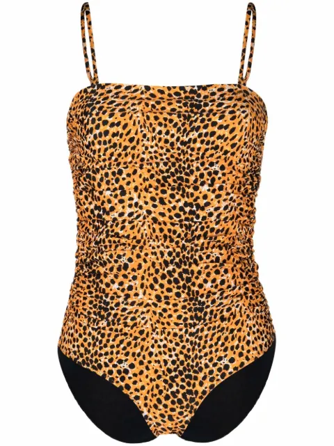 GANNI animal-print one-piece swimsuit Orange A3780
