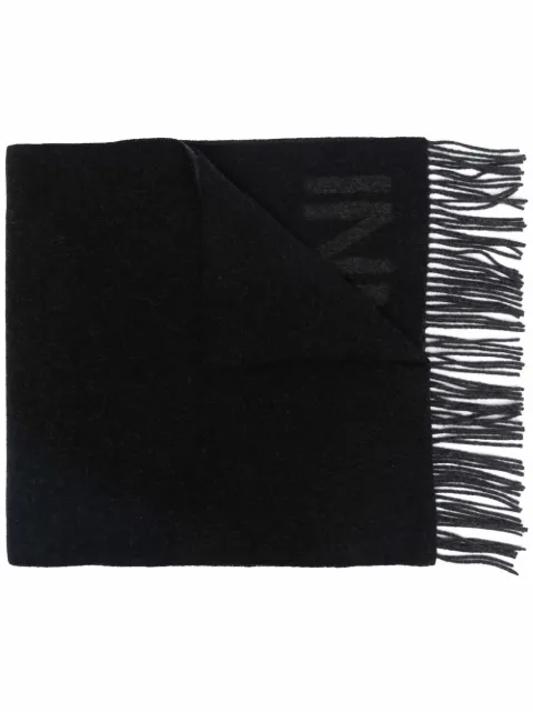 GANNI black fringed scarf Black A3905