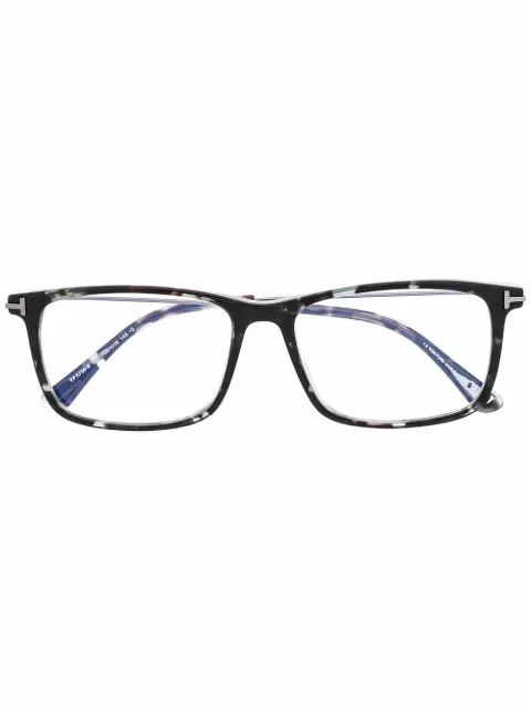 TOM FORD Eyewear marble-effect square-frame glasses Black FT5758B