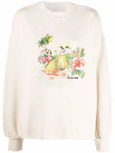 Palm Angels x Moncler tropical-print sweatshirt Neutrals PWBA042T22FAB0010500