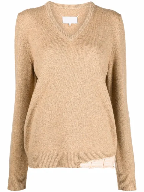 Maison Margiela knitted V-neck jumper Yellow S31HA0835S17907